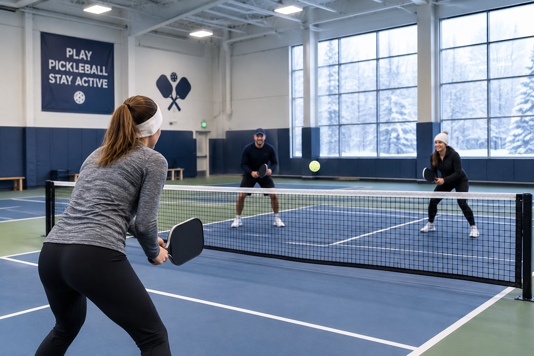 playing pickleball indoors during winter