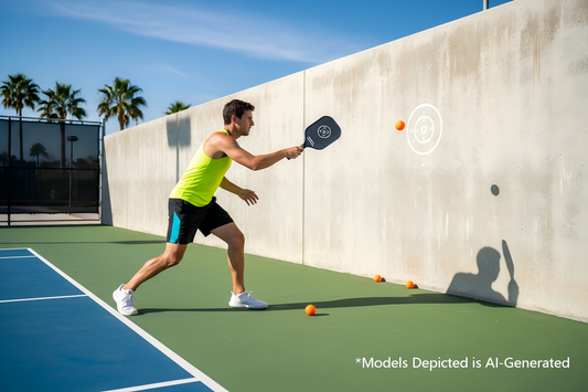 a man is playing pickleball without partner