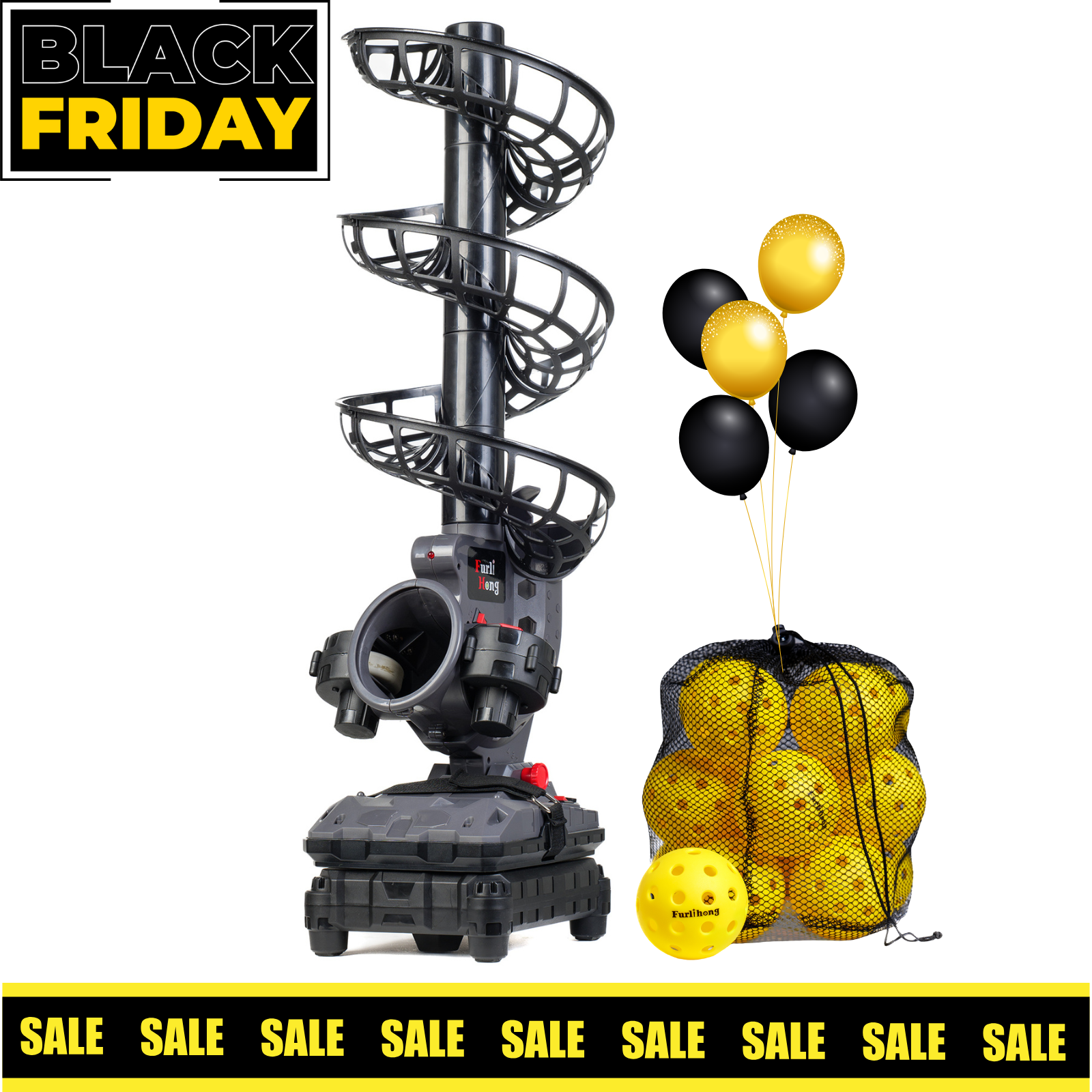 3802PBH Pickleball Machine Set with 16-Pack Pickleballs