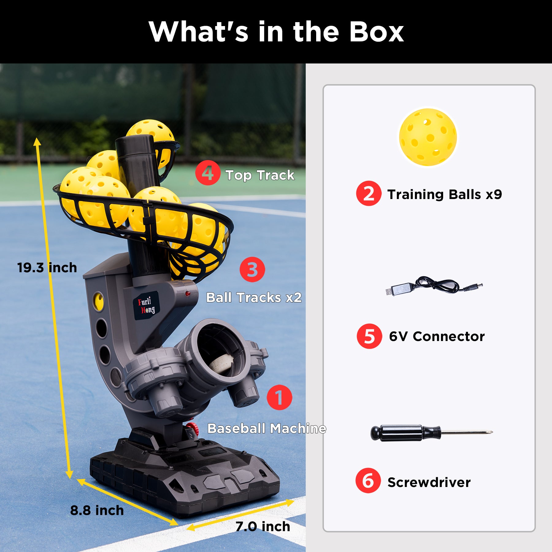 Furlihong 3802PBH Machine de pickleball, vitesse et angles Furlihong 3802PBH Machine de pickleball, vitesse et angles