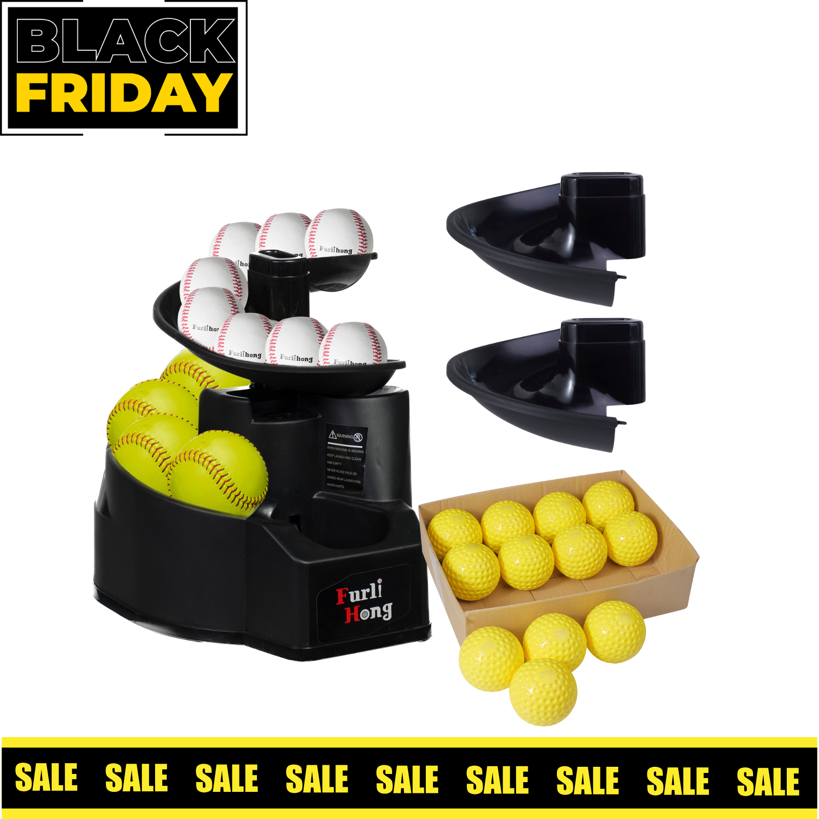 6902BHA Baseball Toss Machine Set with Ball Chute and Training Softballs