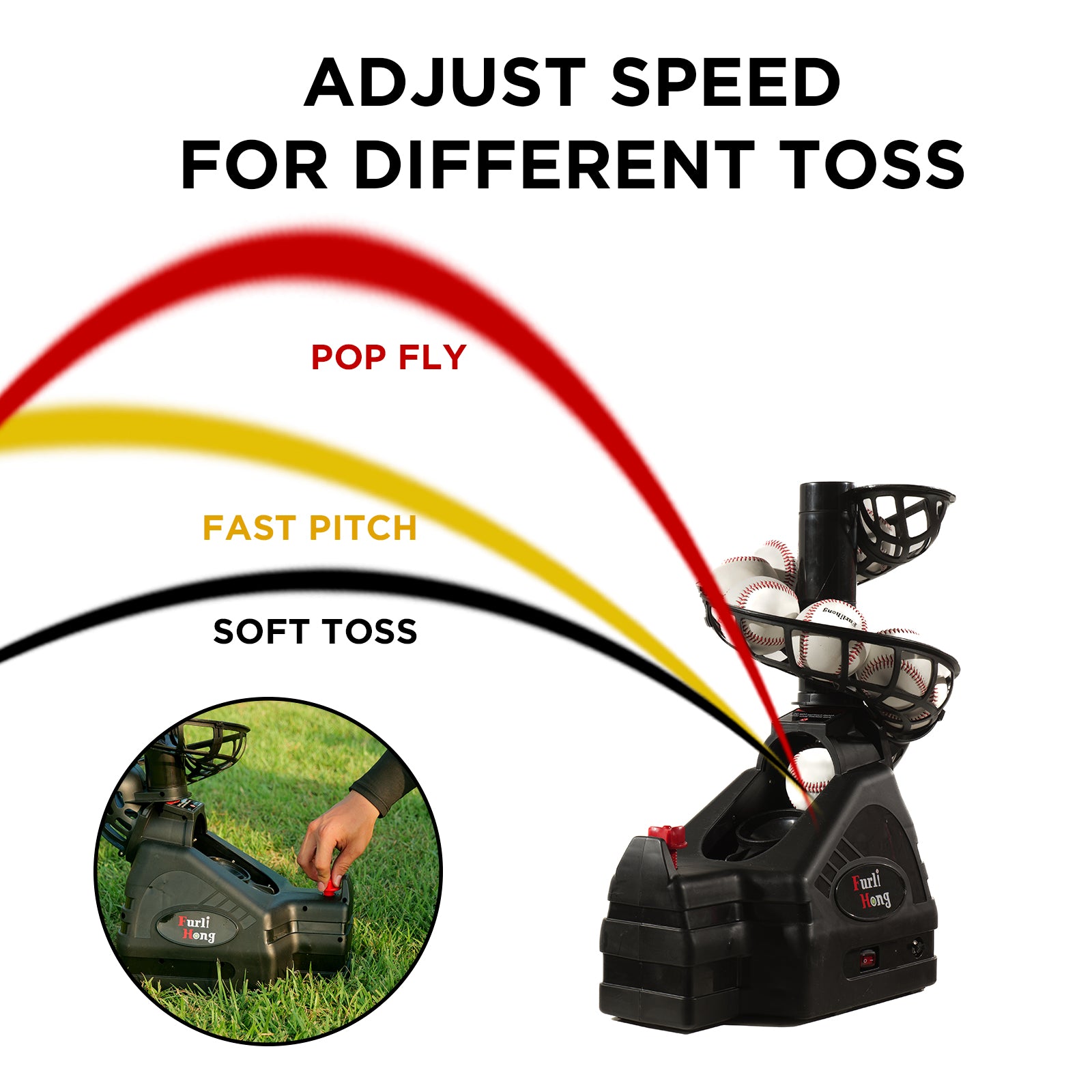 698BH Baseball & Tennis Toss Machine for Kids and Beginner