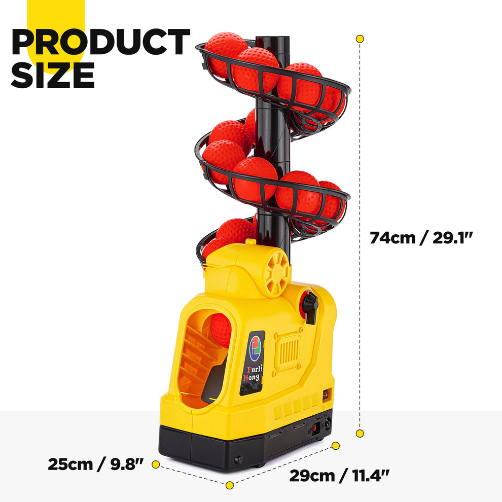 Machine à Lancer De Baseball Furlihong 388BH – 4 Angles, 3 Vitesses, Batterie Externe, 9 Balles Incluses, Pour Débutants