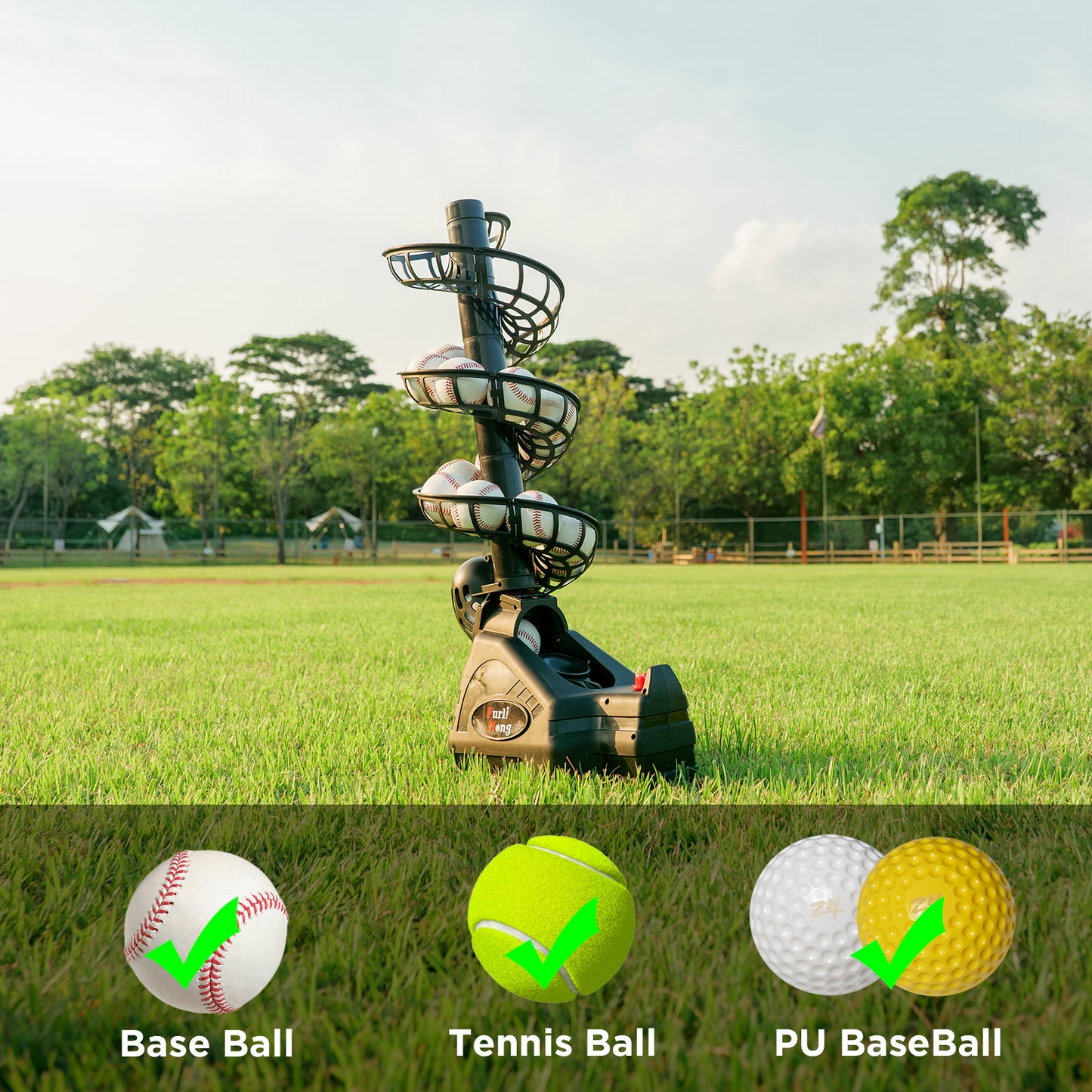 Furlihong 698BH Baseball & Tennis Toss Machine for Kids and Beginner