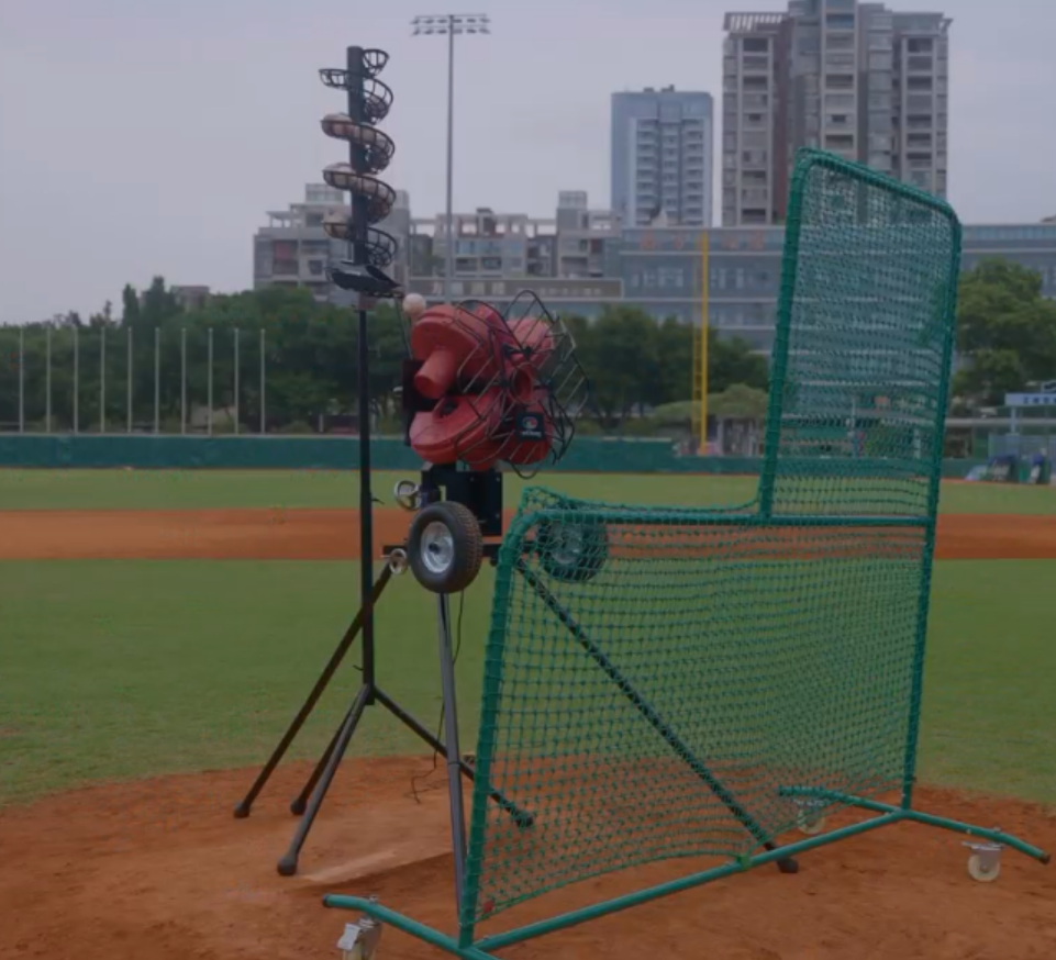767BH 4 Wheel Baseball Pitching Machine and 777BH-B Automatic Baseball Machine Feeder