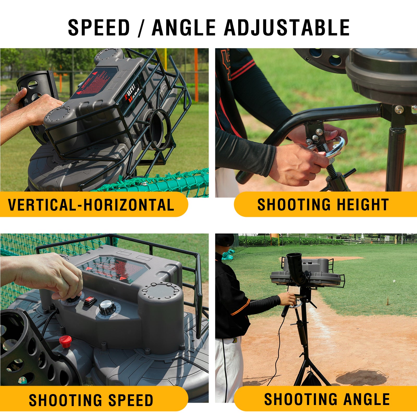 baseball machine; speed/angle adjustable