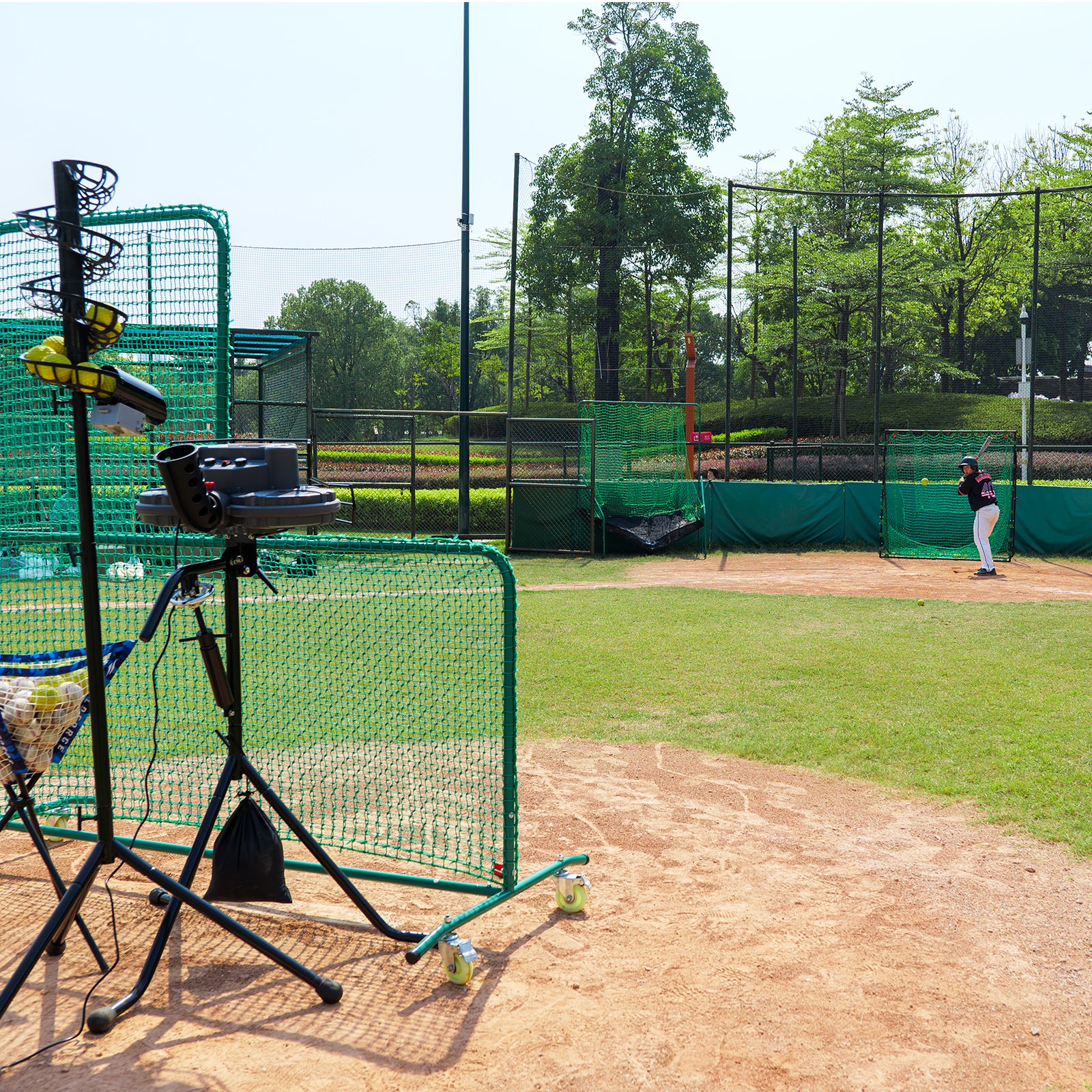 Playing baseball